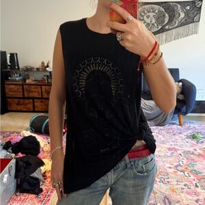 Vintage Peace Love World Black Graphic Muscle Tee ft: Ganesh